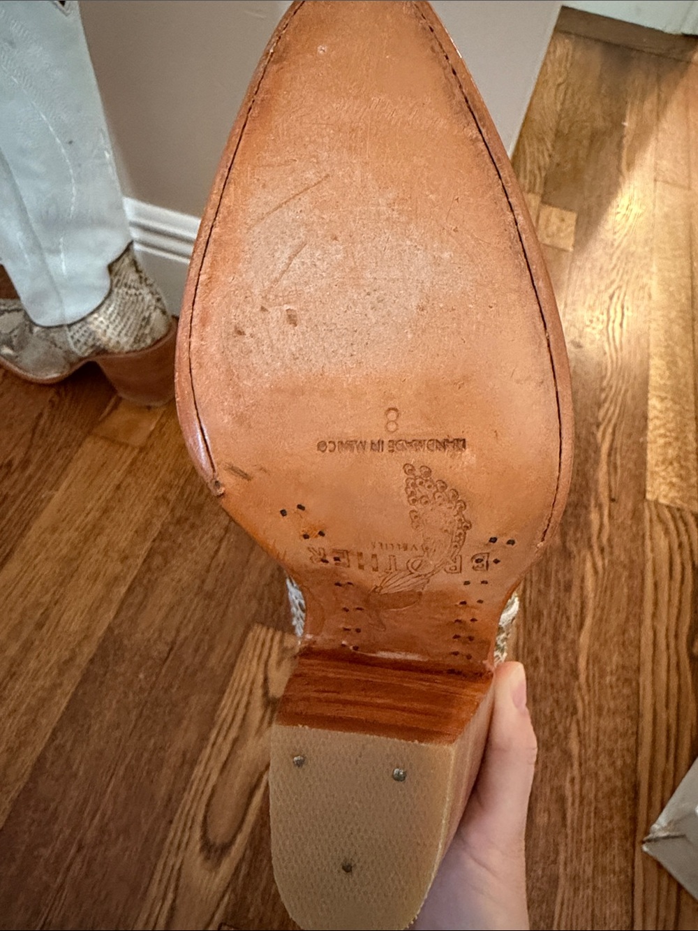 Brother Vellies Light Gray Suede Western Boots with Snakeskin Foot - Picture 2 of 5